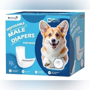 XL Disposable Male Dog Diapers - White